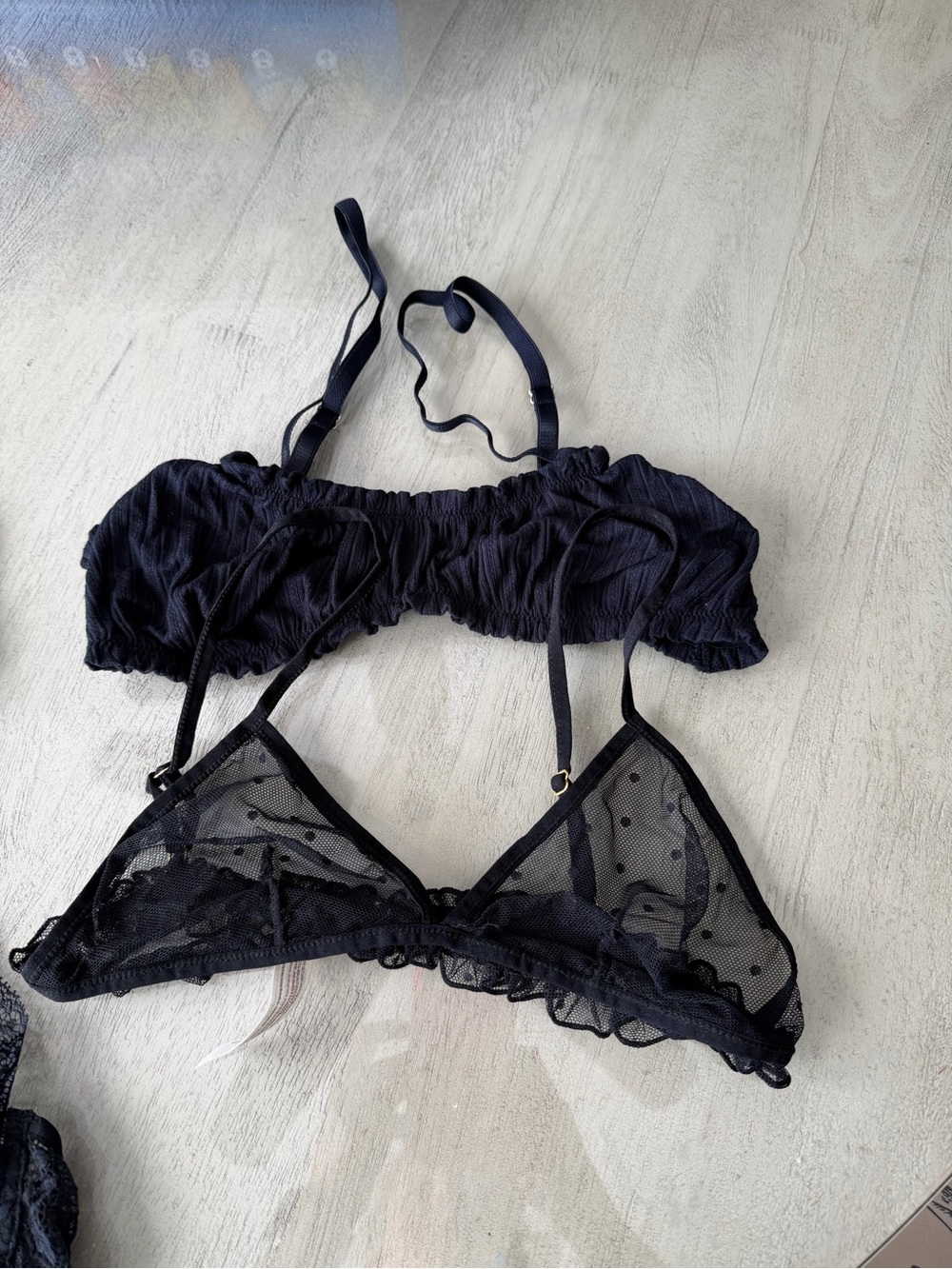 Intimately Free People 2 Bra Bundle M Black Mesh
